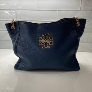Navy Tory Burch Leather Shoulder Bag